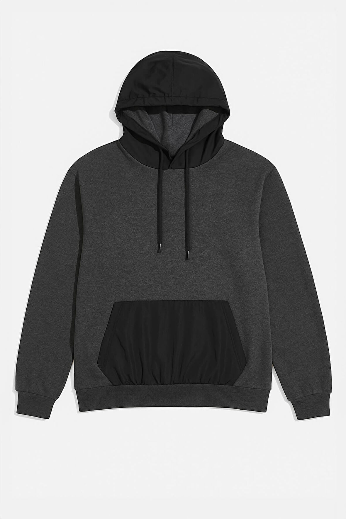 Kadın Oversize Kapüşonlu Cepli Antrasit Sweatshirt