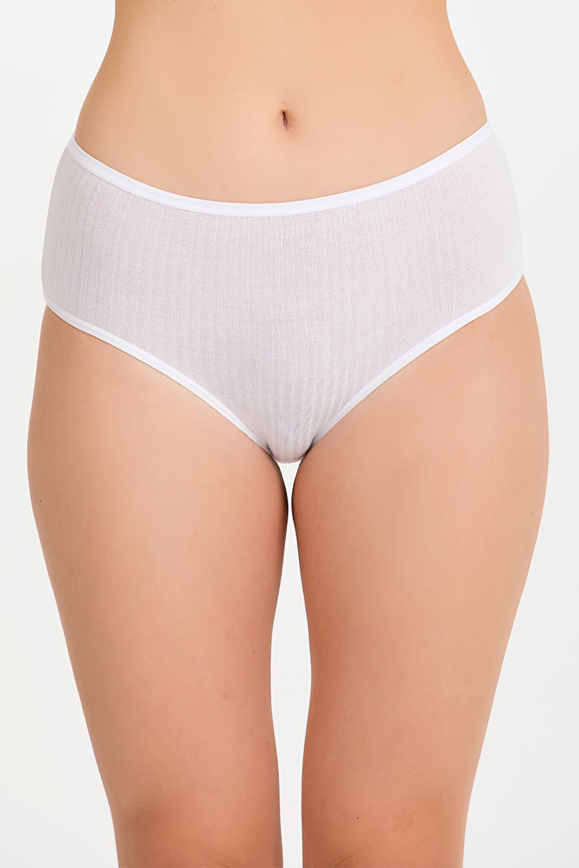 Kadın Yüksek Bel İnce Çizgili Bato Külot 10 Adet