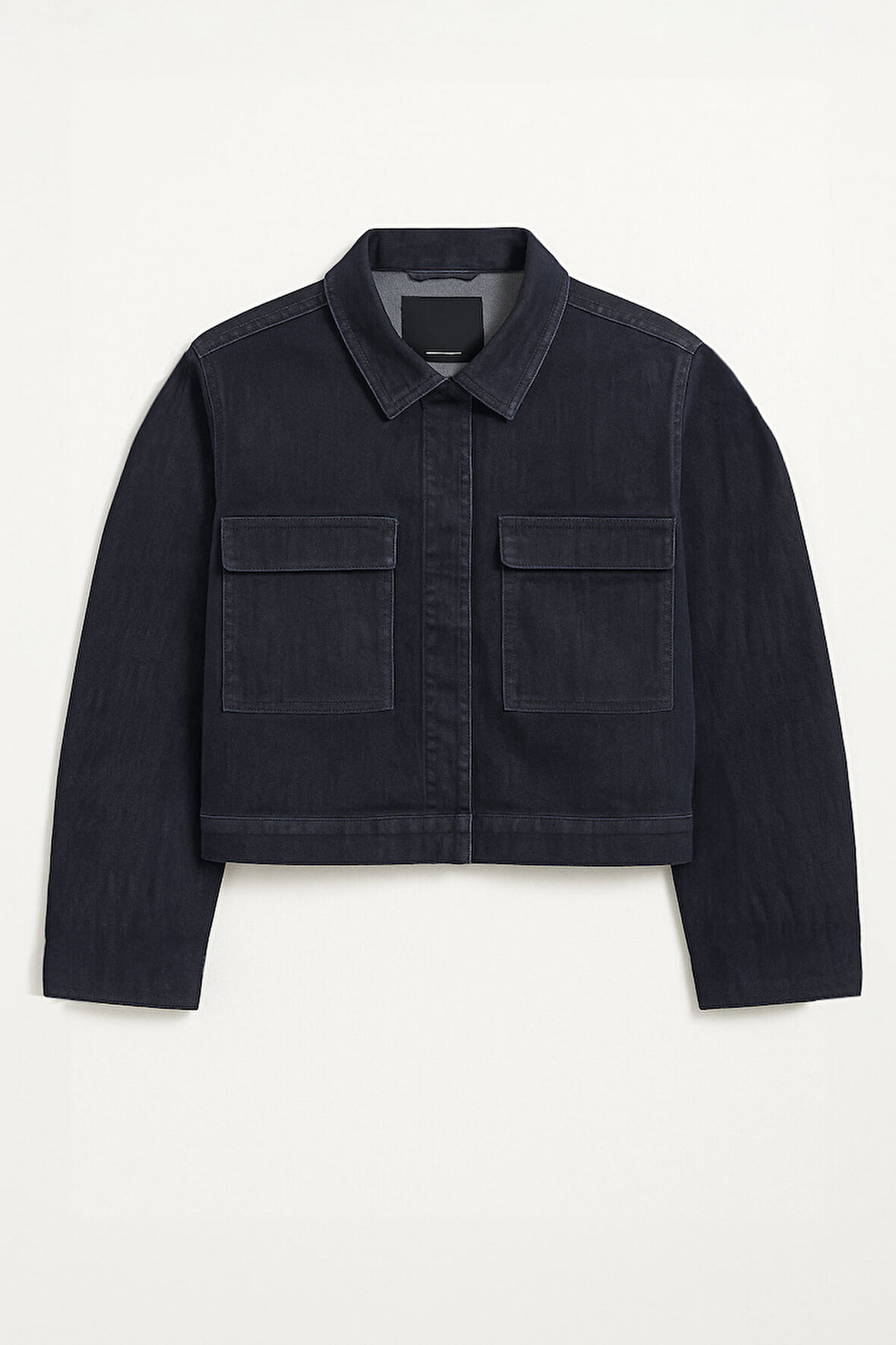 Kadın Cepli Oversize Lacivert Denim Ceket Gömlek