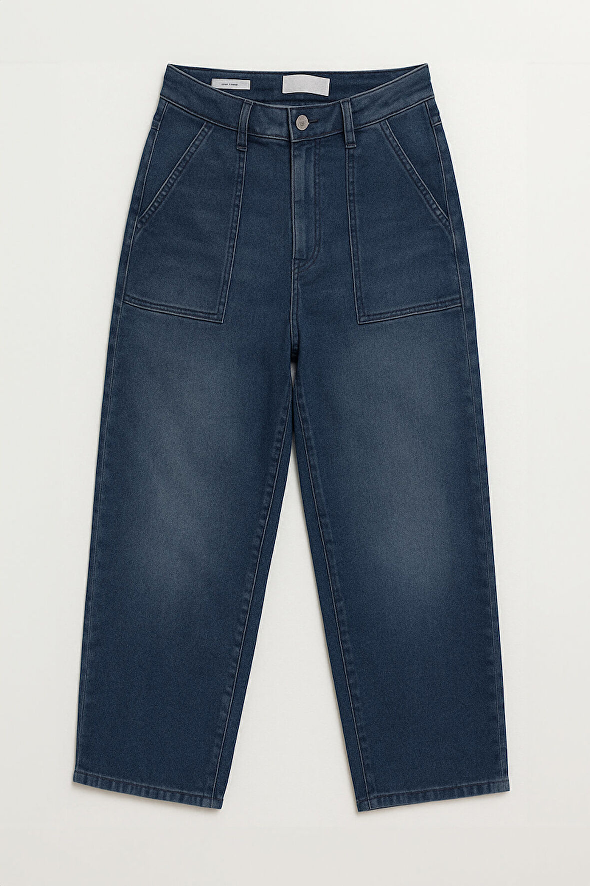 Kadın Normal Bel Barrel Fit Likralı Mavi Jean Pantolon