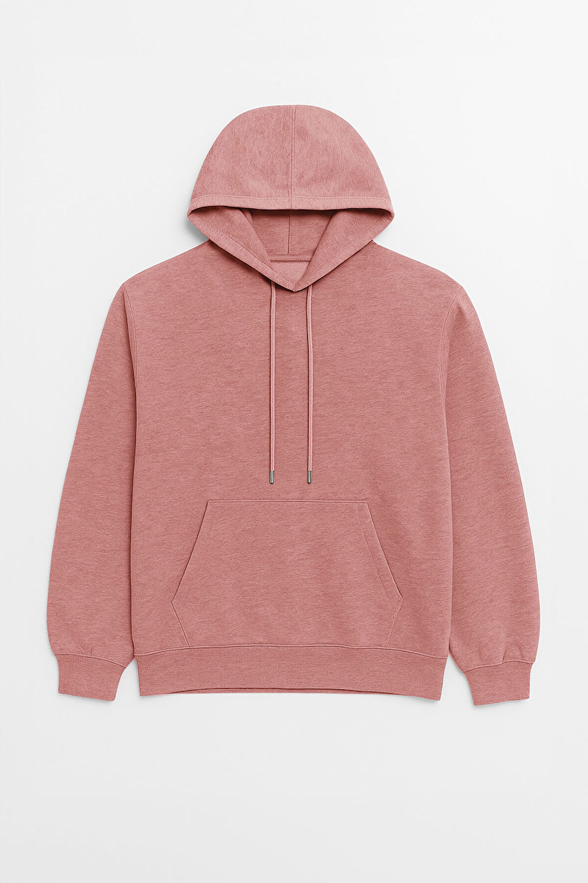 Kadın Kapüşonlu Cepli Mercan Sweatshirt