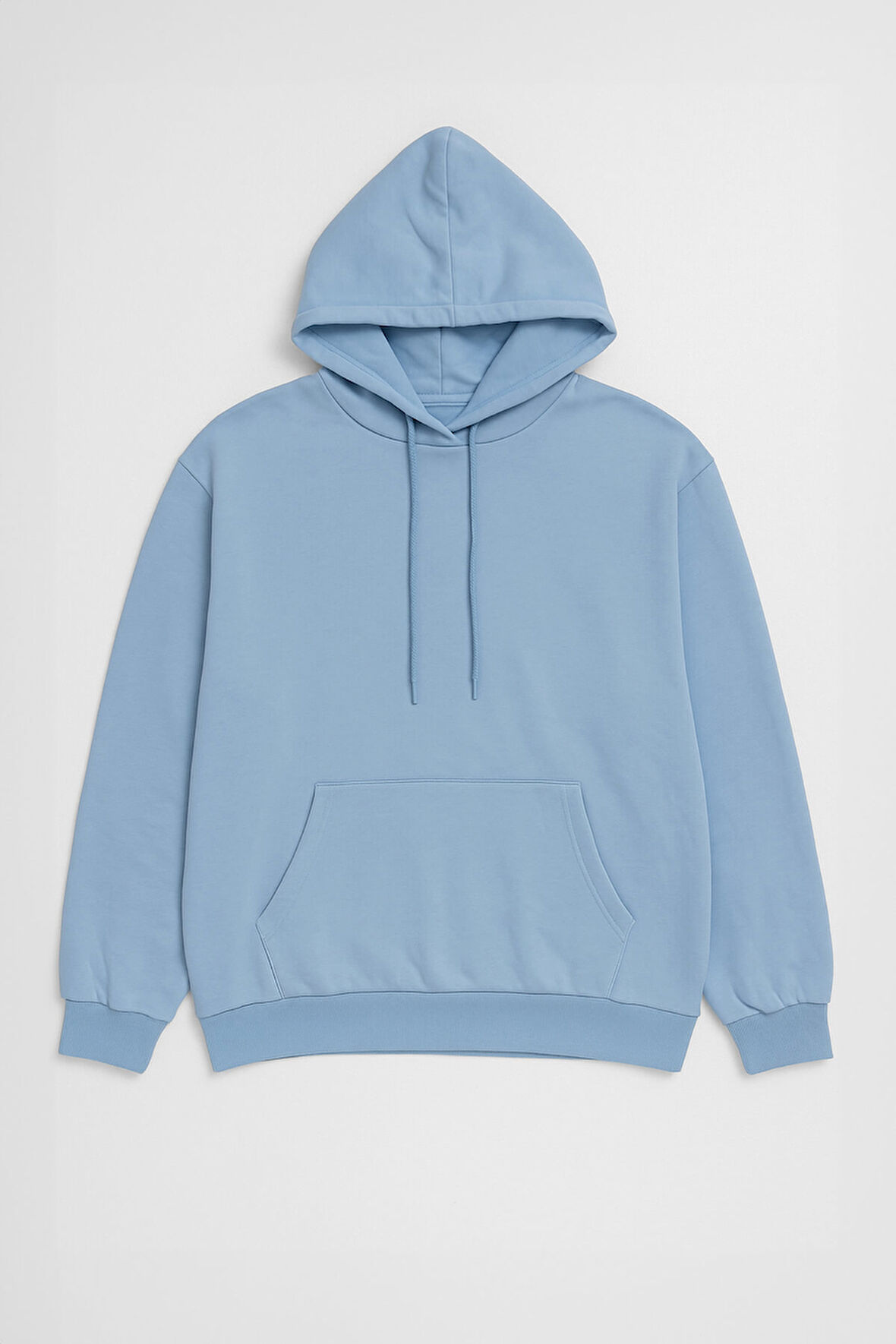 Kadın Kapüşonlu Cepli Yazı Baskılı Mavi Sweatshirt