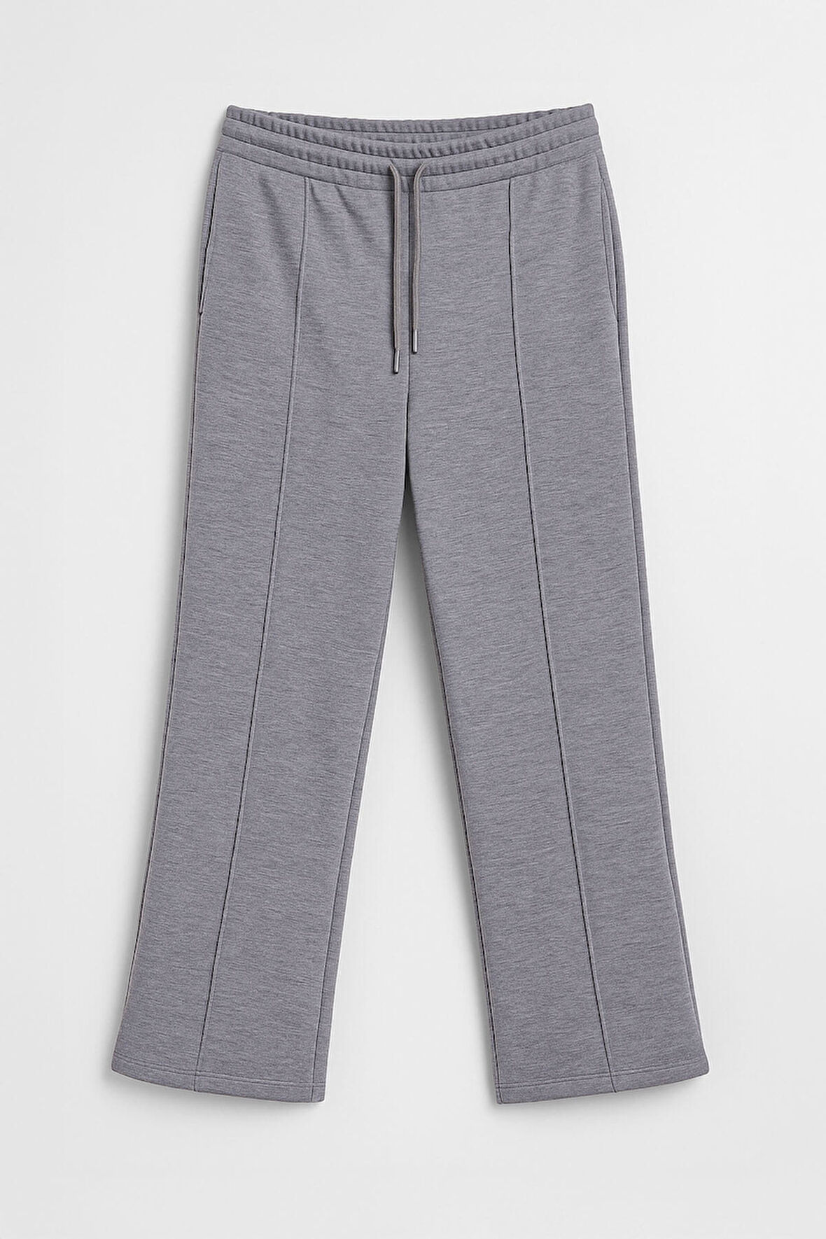 Kadın Bağcıklı Düz Paça Gri Eşofman Altı