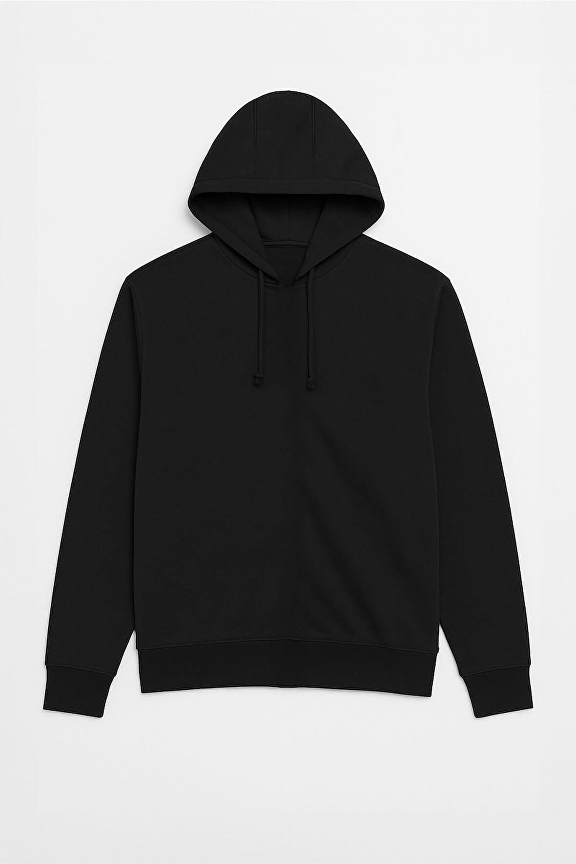 Erkek Kapüşonlu İçi Polarlı Siyah Sweatshirt