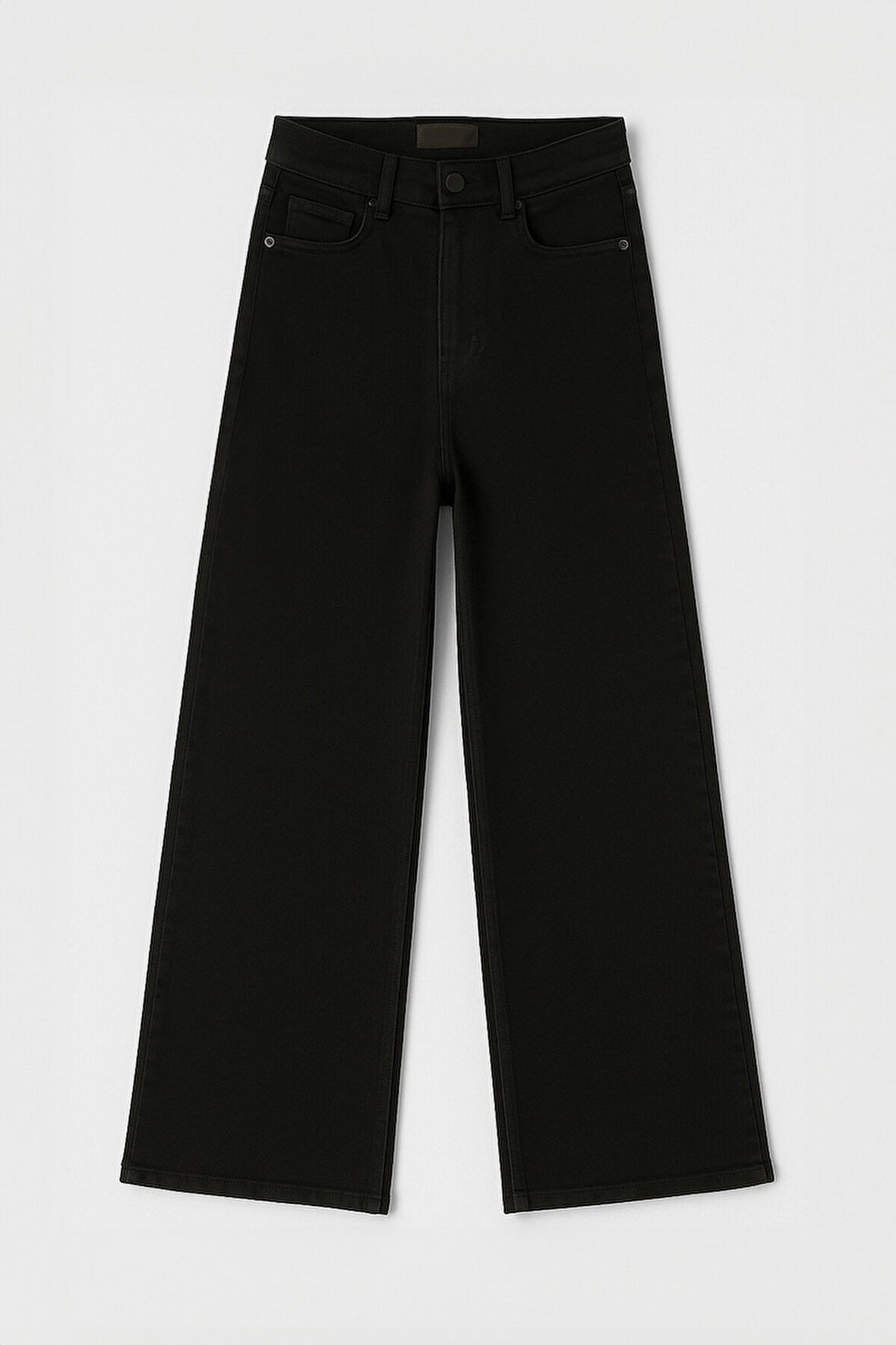 Kadın Yüksek Bel Likralı Wide Leg Siyah Jean Pantolon