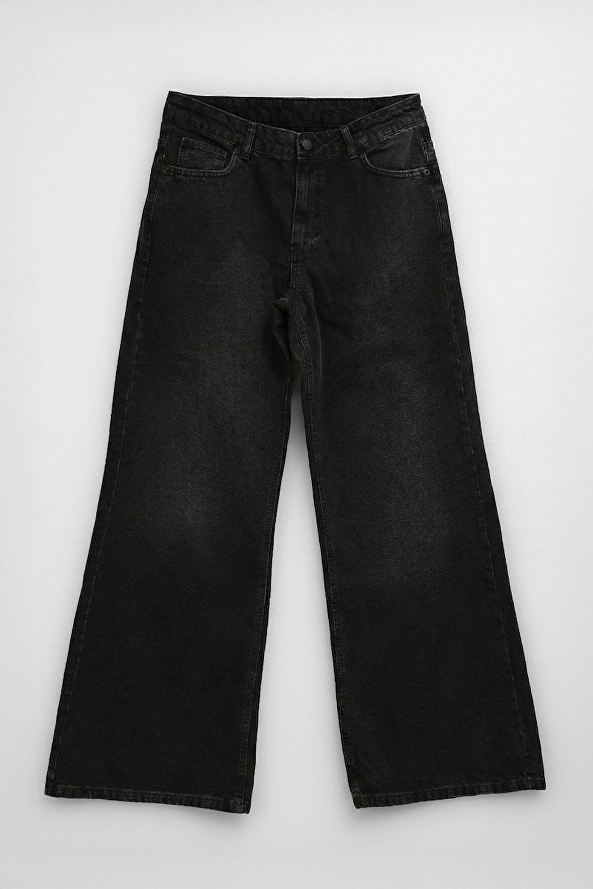 Kadın Antrasit Yüksek Bel Wide Leg Jean Pantolon
