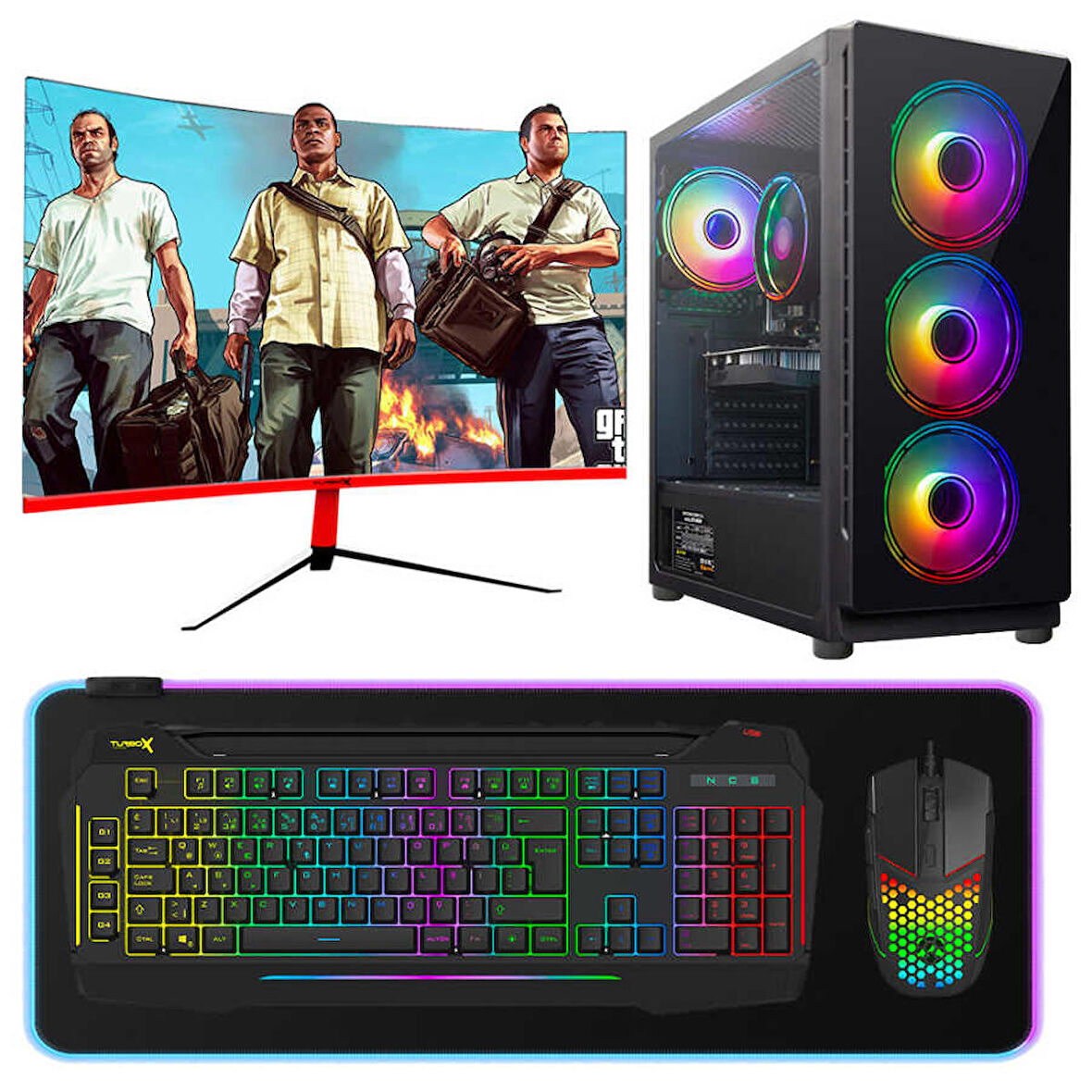 Turbox Tx3976 i7 4770 16GB Ram 512GB NVMe 4GB GTX750Ti GDDR5 27 Curved RGB Sistem Oyun Bilgisayarı