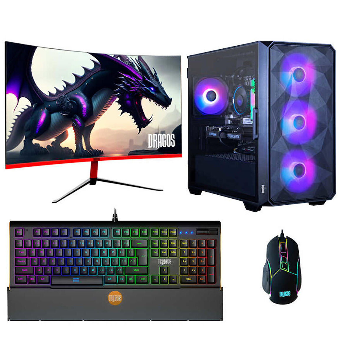 Dragos DRx5224 i7 12700F 32GB 512GB M.2 NVMe SSD 8GB RTX4060 27 İnç 165Hz Curved Oyuncu Bilgisayarı
