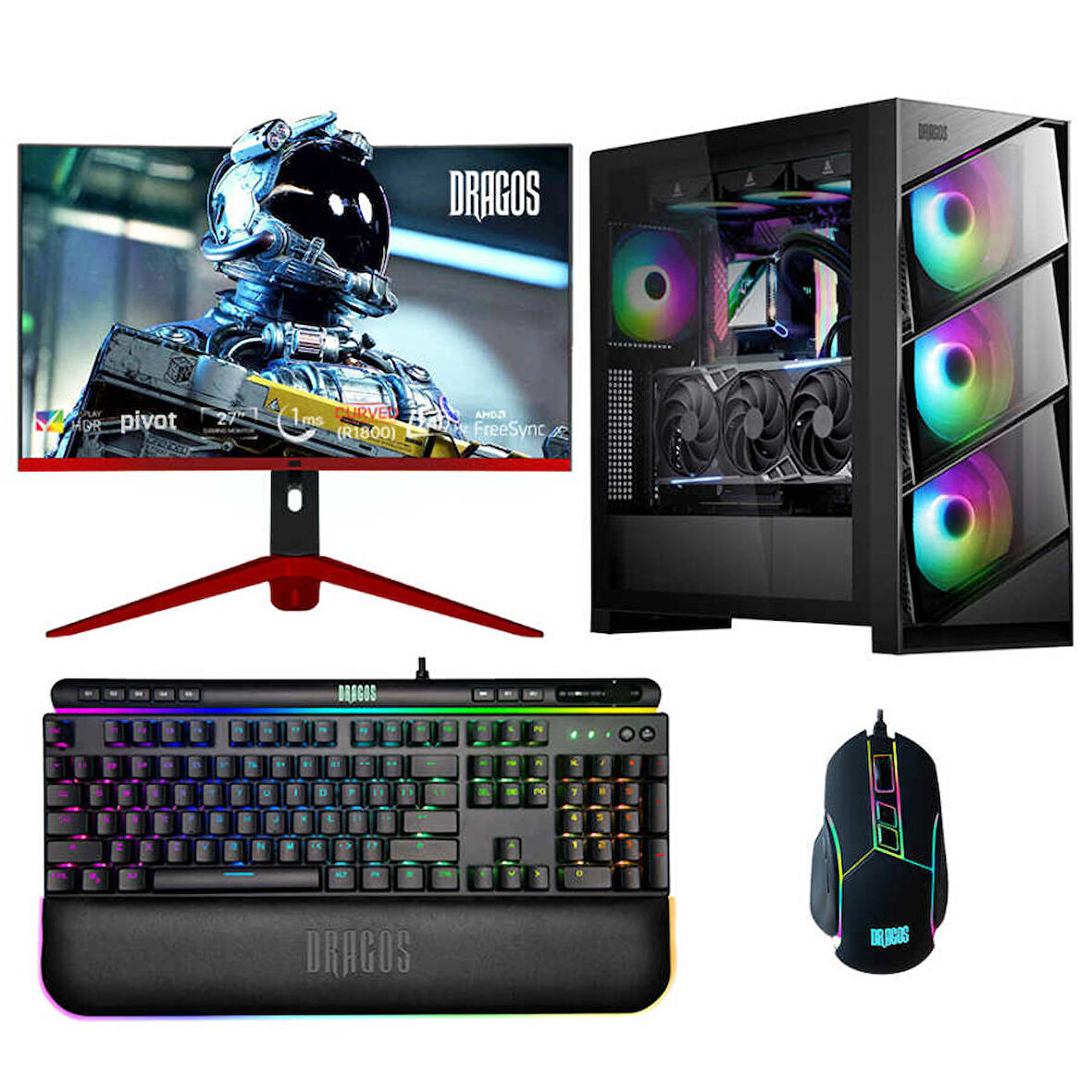 Dragos DRx5394 Ryzen 5 7600 64GB DDR5 Ram 1TB NVMe 12GB RTX4070Ti 27 İnç 240Hz Curved Bilgisayarı