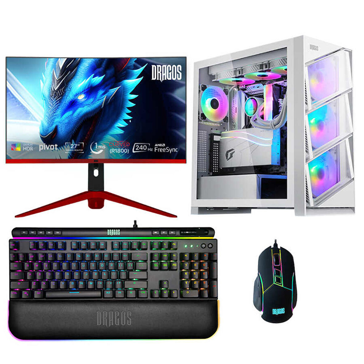 Dragos DRx5789 i7 13700K 32GB DDR5 Ram 1TB M.2 NVMe SSD 8GB RTX4060 27 İnç 240Hz Curved Masaüstü Oyuncu Bilgisayarı