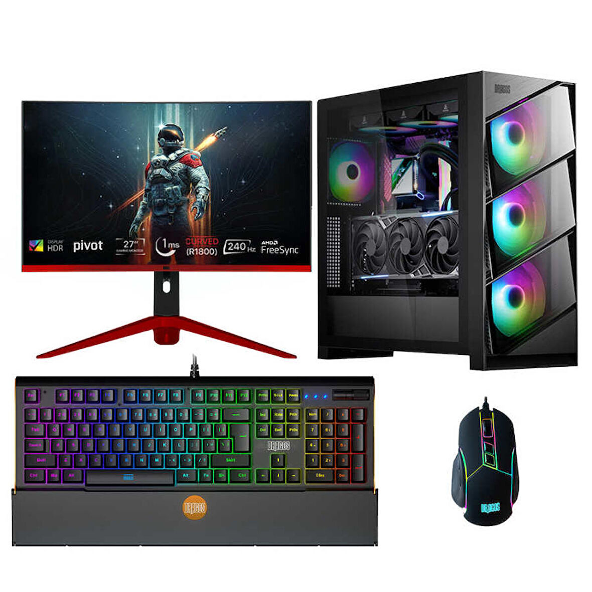 Dragos DRx6068 i7 12700F 32GB Ram 512GB NVMe 8GB RTX4060 27 240Hz Sıvı Soğutmalı Oyuncu Bilgisayarı