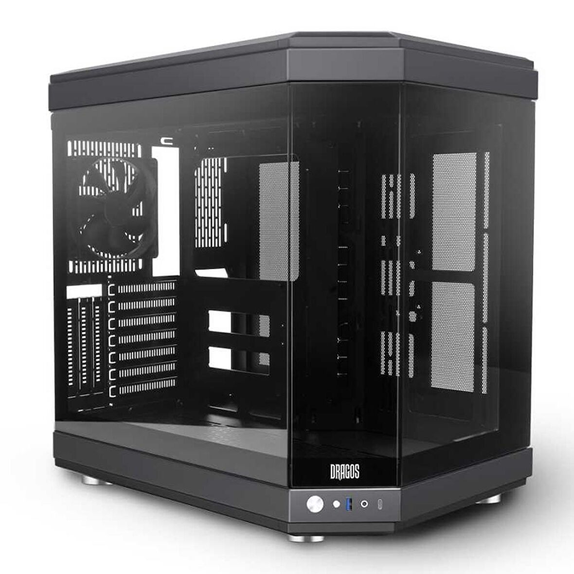 Dragos North 1x Fan USB 3.0 + Type C ATX Mid Tower  Panoramik Temperli Cam Gaming Bilgisayar Kasası Siyah