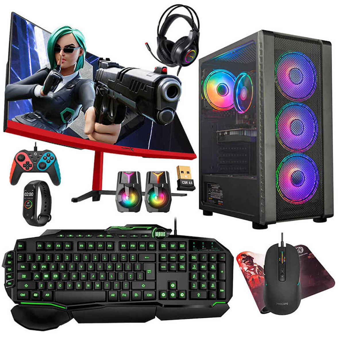 Turbox Tx4830 i7 2600 16GB Ram 1TB SSD 4GB GTX750Ti GDDR5 Ekran Kartı 27 Curved Monitör Bilgisayar