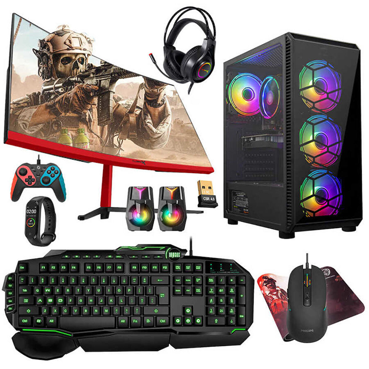 Turbox Tx4826 i7 2600 16GB Ram 1TB SSD 4GB GT740 GDDR5 Ekran Kartı 23.6 Curved Monitör Bilgisayar