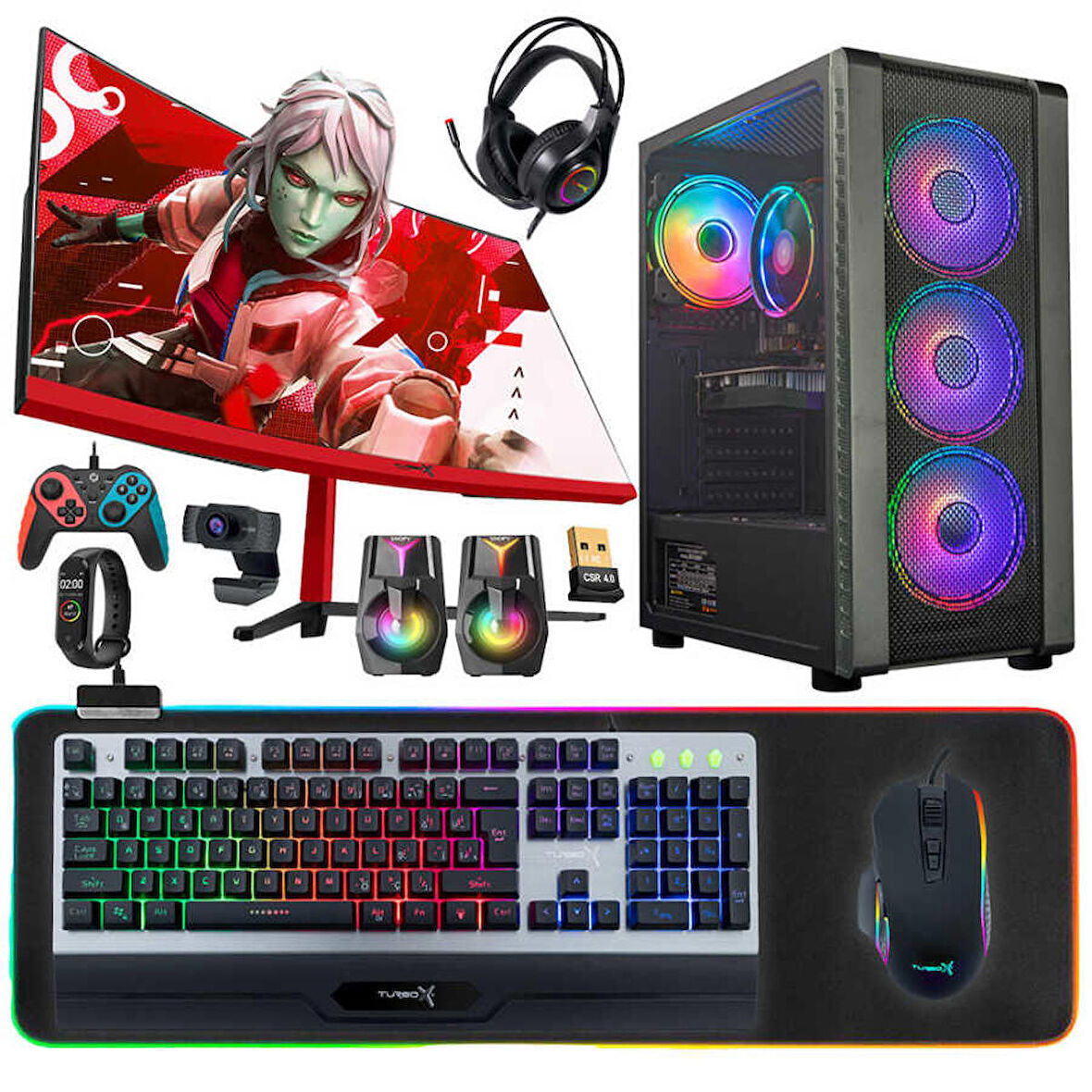 Turbox Tx5001 i7 860 16GB Ram 1TB SSD 4GB GTX1650 23.6 Curved Oyun Masaüstü Bilgisayarı