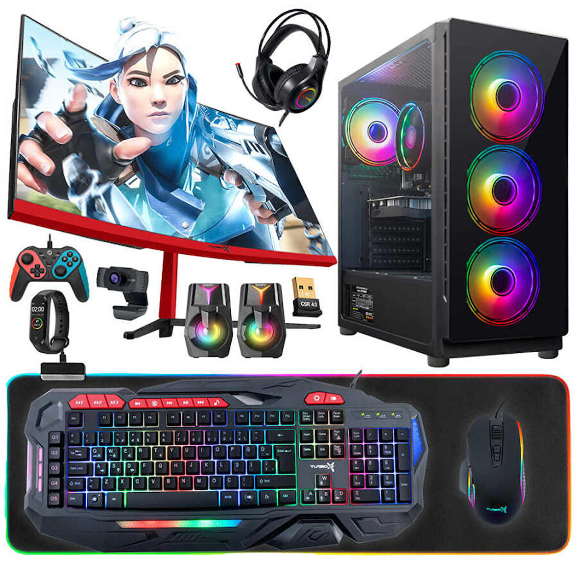 Turbox Tx5025 i5 9400F 16GB 1TB SSD 4GB RX560 GDDR5 23.6 Curved Oyuncu Bilgisayarı