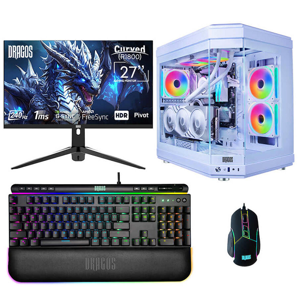 Dragos DRx6595 i7 14700KF 32GB DDR5 2TB NVMe 4.0 SSD 8GB RTX4060Ti 27 İnç 240Hz Oyuncu Bilgisayarı