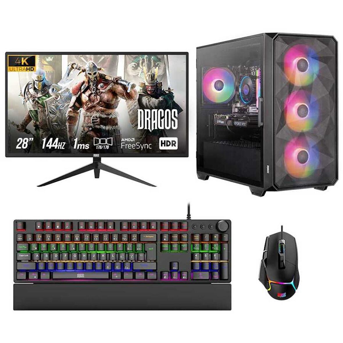 Dragos DRx6779 Ryzen 5 5600 16GB 1TB NVMe 8GB RTX4060 28 İnç 4K Monitör Oyuncu Bilgisayarı