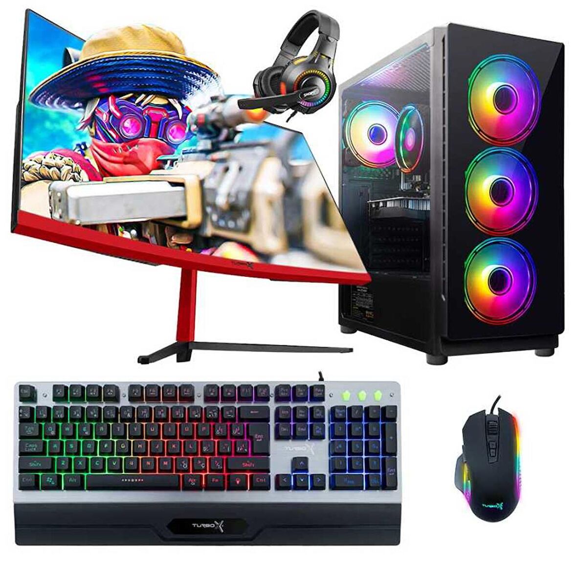 Turbox Tx5265 i7 4770 16GB Ram 512GB SSD 4GB RX560 23.6 inç Curved Oyuncu Masaüstü Bilgisayarı