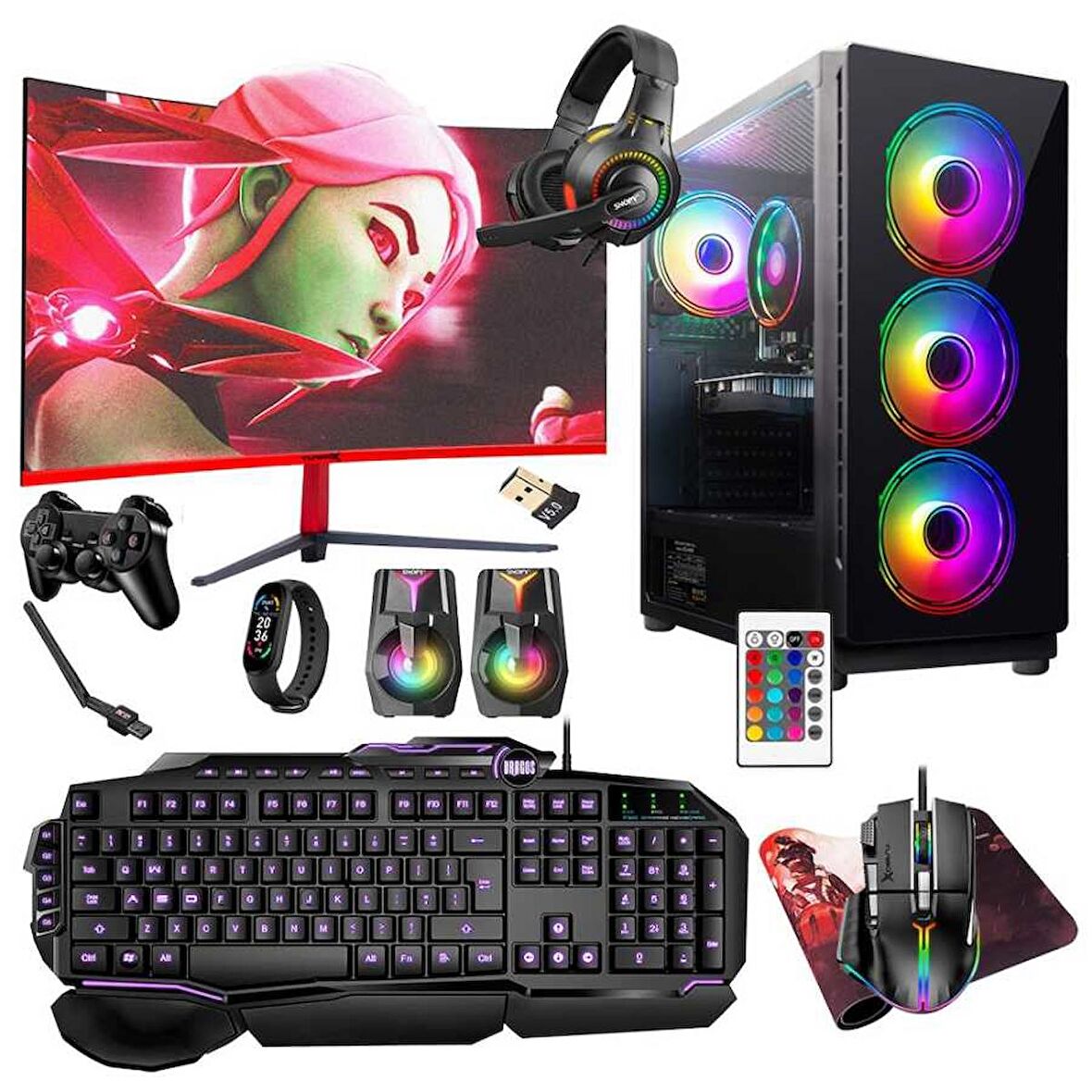 Turbox Tx5288 i5 9400F 32GB Ram 512GB SSD 4GB RX560 27 inç 100Hz Curved Oyuncu Masaüstü Bilgisayarı
