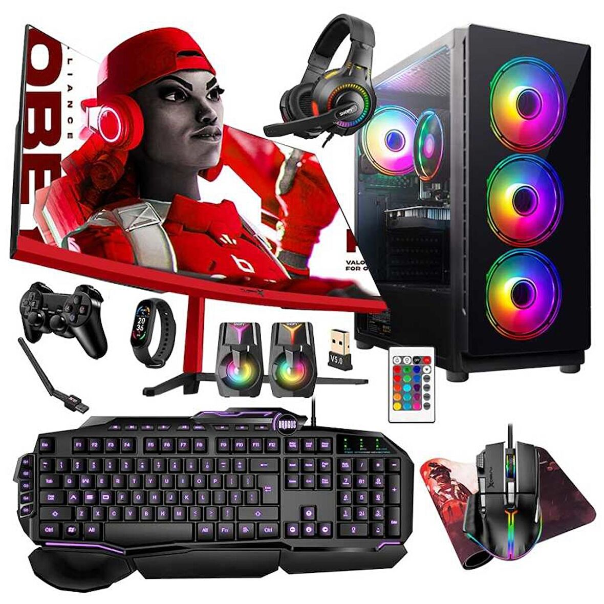 Turbox Tx5269 i5 9400F 16GB Ram 512GB SSD 4GB RX560 23.6 inç Curved Oyuncu Masaüstü Bilgisayarı