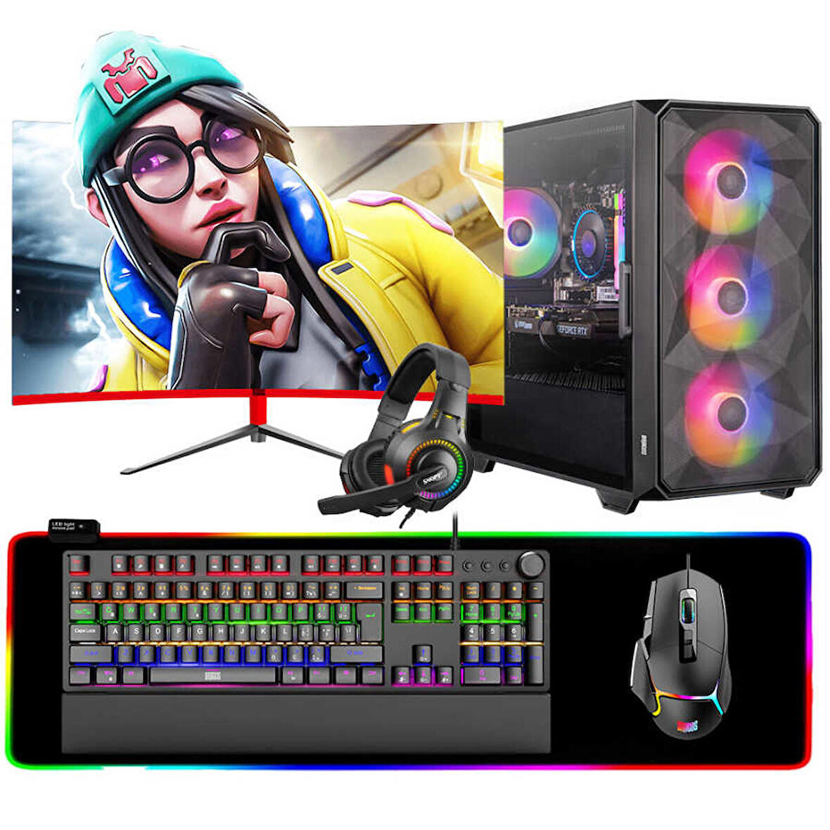 Dragos DRx6809 i5 9400F 16GB 512GB NVMe 12GB RTX3060 27 inç 165Hz Curved Oyuncu Masaüstü Bilgisayarı