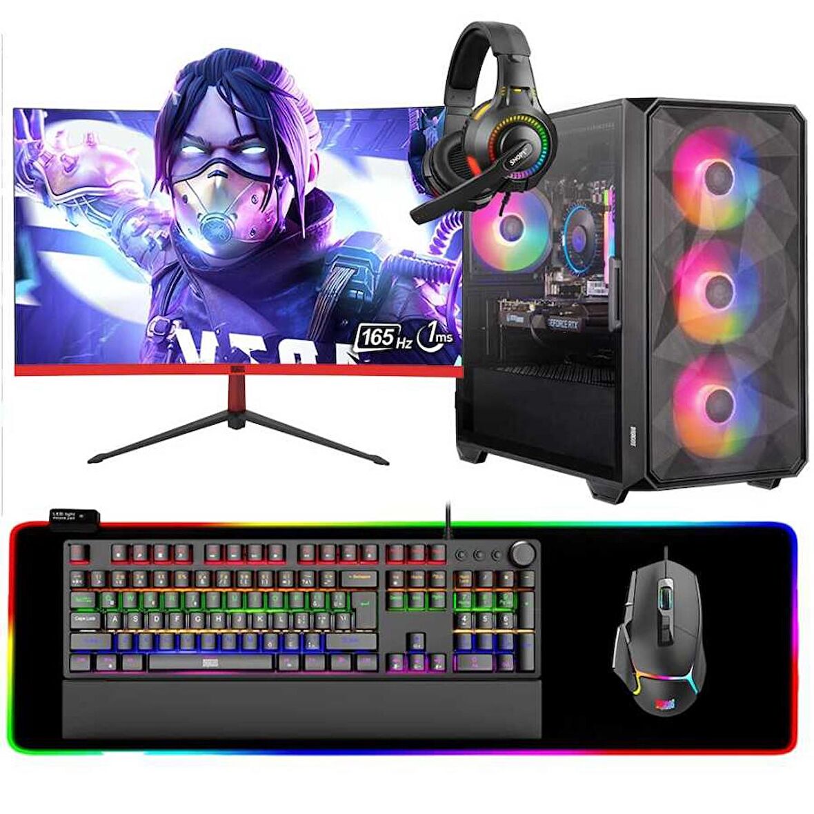 Dragos DRx6849 i5 13400F 16GB Ram 512GB NVMe RTX3050 27 inç 165Hz Curved Oyuncu Masaüstü Bilgisayarı
