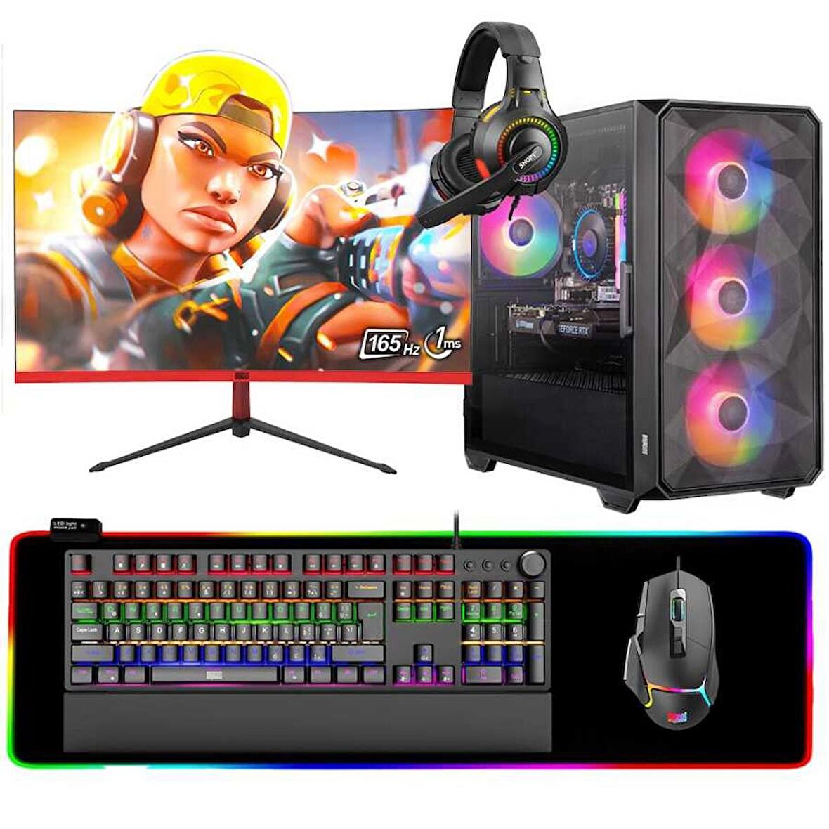Dragos DRx6837 i5 11400F 32GB Ram 1TB NVMe RTX3050 27 inç 165Hz Curved Oyuncu Masaüstü Bilgisayarı