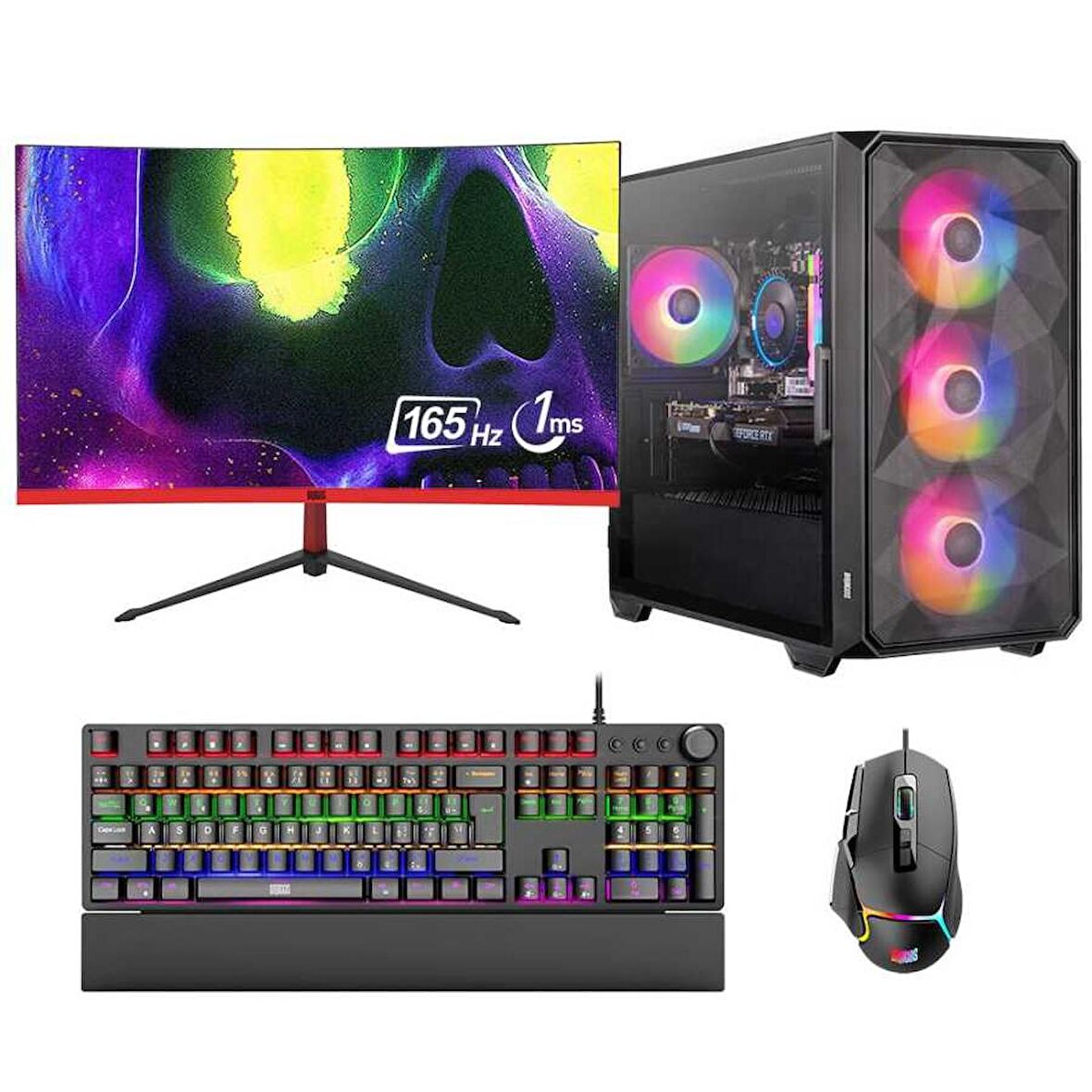 Dragos DRx6904 i7 10700F 16GB 512GB NVMe 6GB RTX3050 23.6 165Hz Curved Oyuncu Masaüstü Bilgisayarı