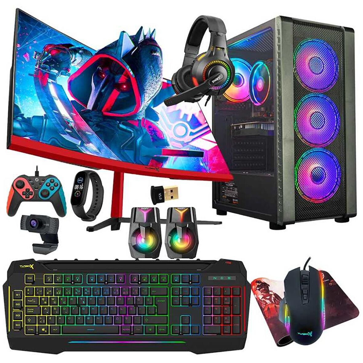 Turbox Tx5431 i5 6400 16GB Ram 512GB SSD 6GB GTX1660Ti 23.6 inç Curved Oyuncu Masaüstü Bilgisayarı