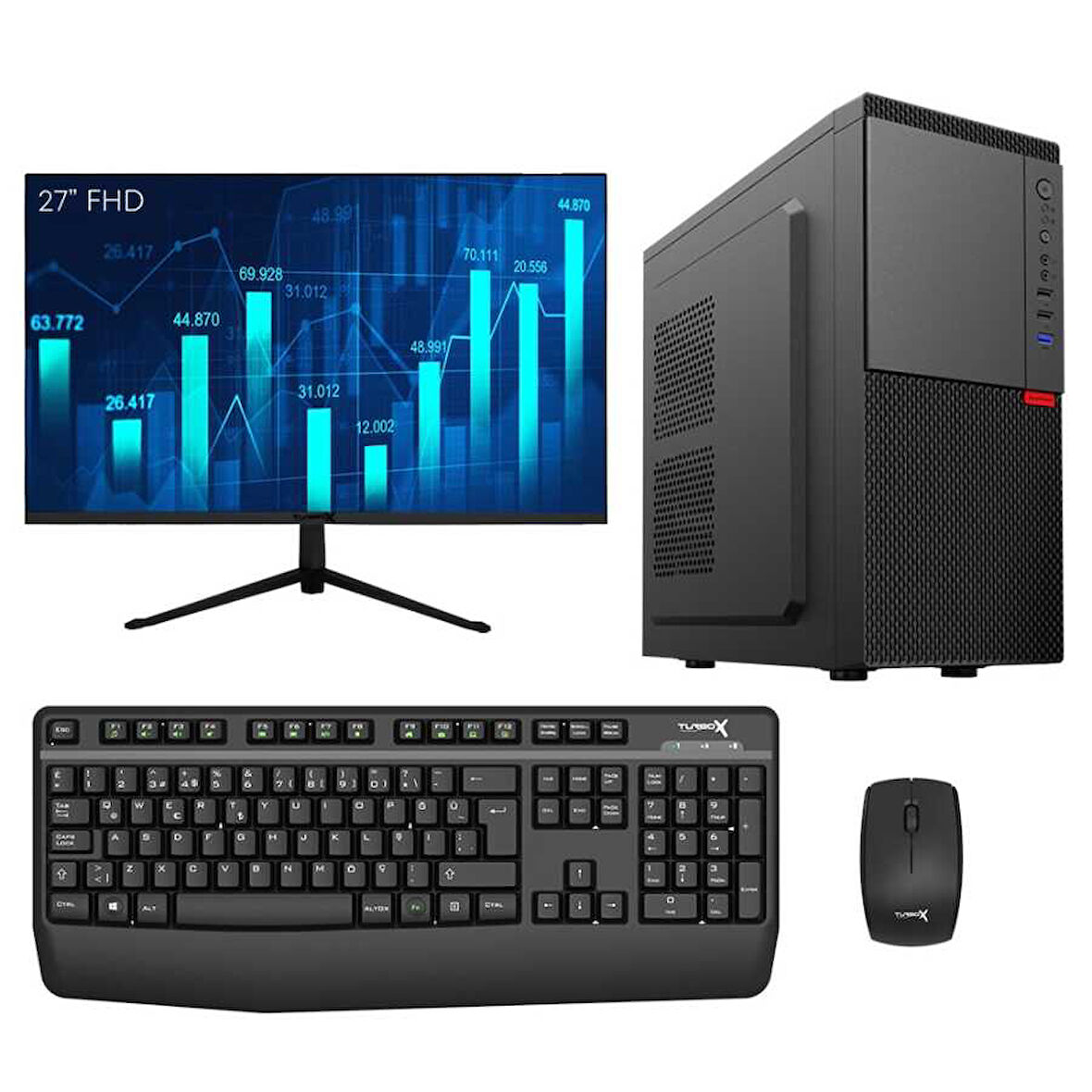 Turbox Tx5473 i5 10400 8GB DDR4 Ram 512GB M.2 NVMe SSD 27 inç FHD Monitör Masaüstü Ofis Bilgisayarı