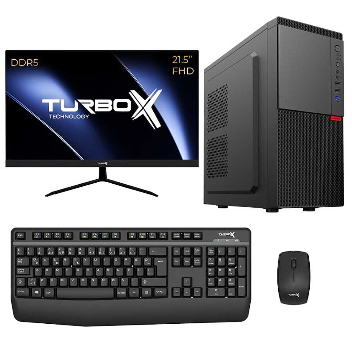 Turbox Tx5567 i5 12400 8GB DDR5 Ram 256GB M.2 NVMe SSD 21.5 inç FHD Masaüstü Ofis Hazır Sistem