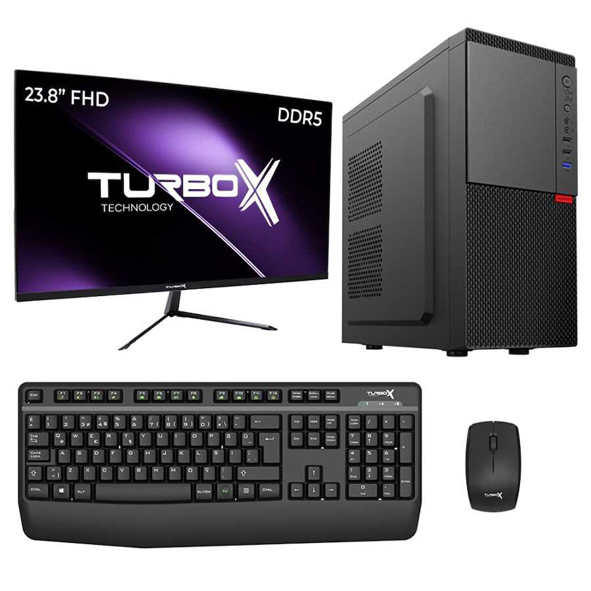 Turbox Tx5571 i5 12400 8GB DDR5 Ram 512GB M.2 NVMe SSD 23.8 inç FHD Masaüstü Ofis Hazır Sistem