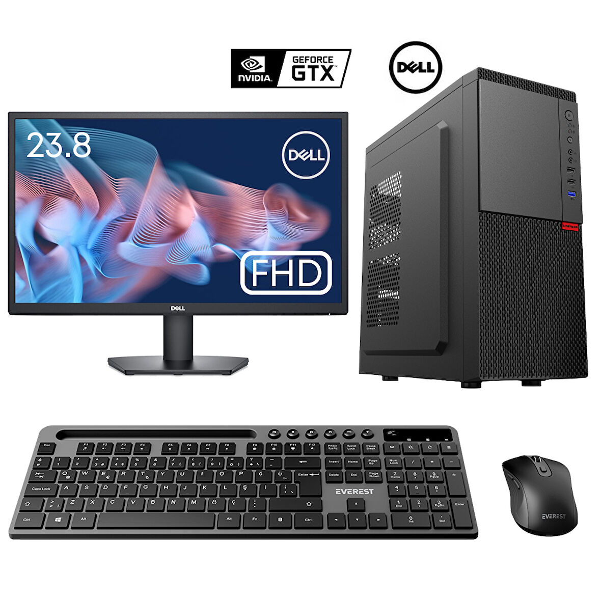Turbox Tx5875 i5 9400F 16GB DDR4 1TB SSD 4GB GTX750Ti 23.8 Dell Monitör Kurumsal Ofis Hazır Sistem