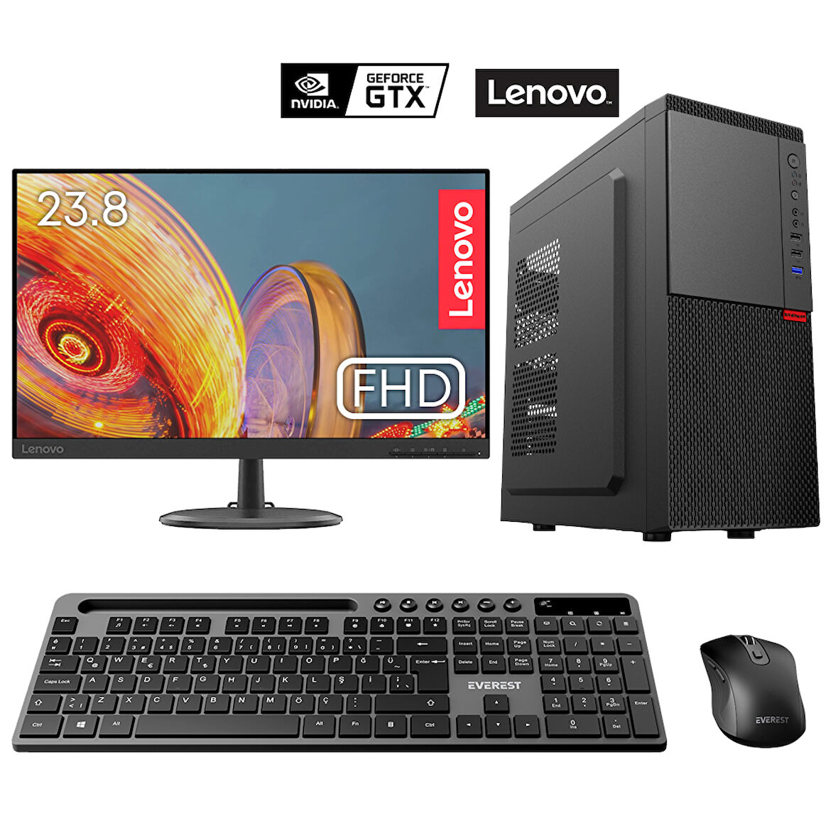 Turbox Tx5882 i5 9400F 32GB DDR4 1TB SSD 4GB GTX750Ti 23.8 Lenovo Monitör Kurumsal Ofis Hazır Sistem