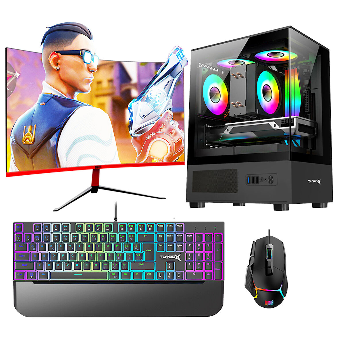 Turbox Tx5988 Ryzen 5 5500 32GB 1TB NVMe 12GB RTX3060 27 165Hz Curved Oyun Hazır Sistem