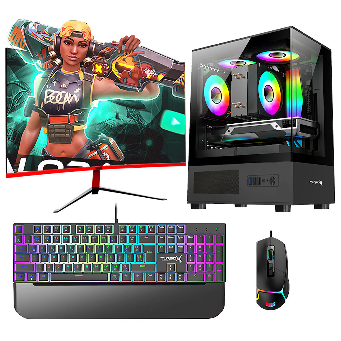 Turbox Tx5987 Ryzen 5 5500 32GB 1TB NVMe 12GB RTX3060 23.6 165Hz Curved Oyun Hazır Sistem