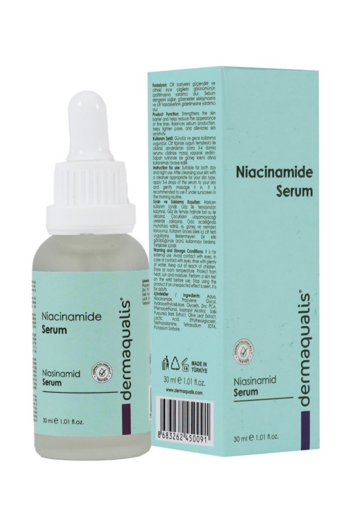 Dermaqualis Niacinamide Siyah Nokta ve Akne Karşıtı Cilt Bakım Serumu 30 ml
