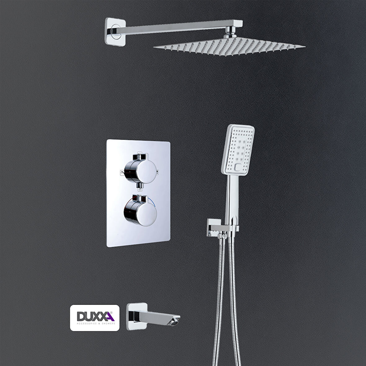 Duxxa Pera Kare Termostatik Ankastre Duş Seti Krom D.052