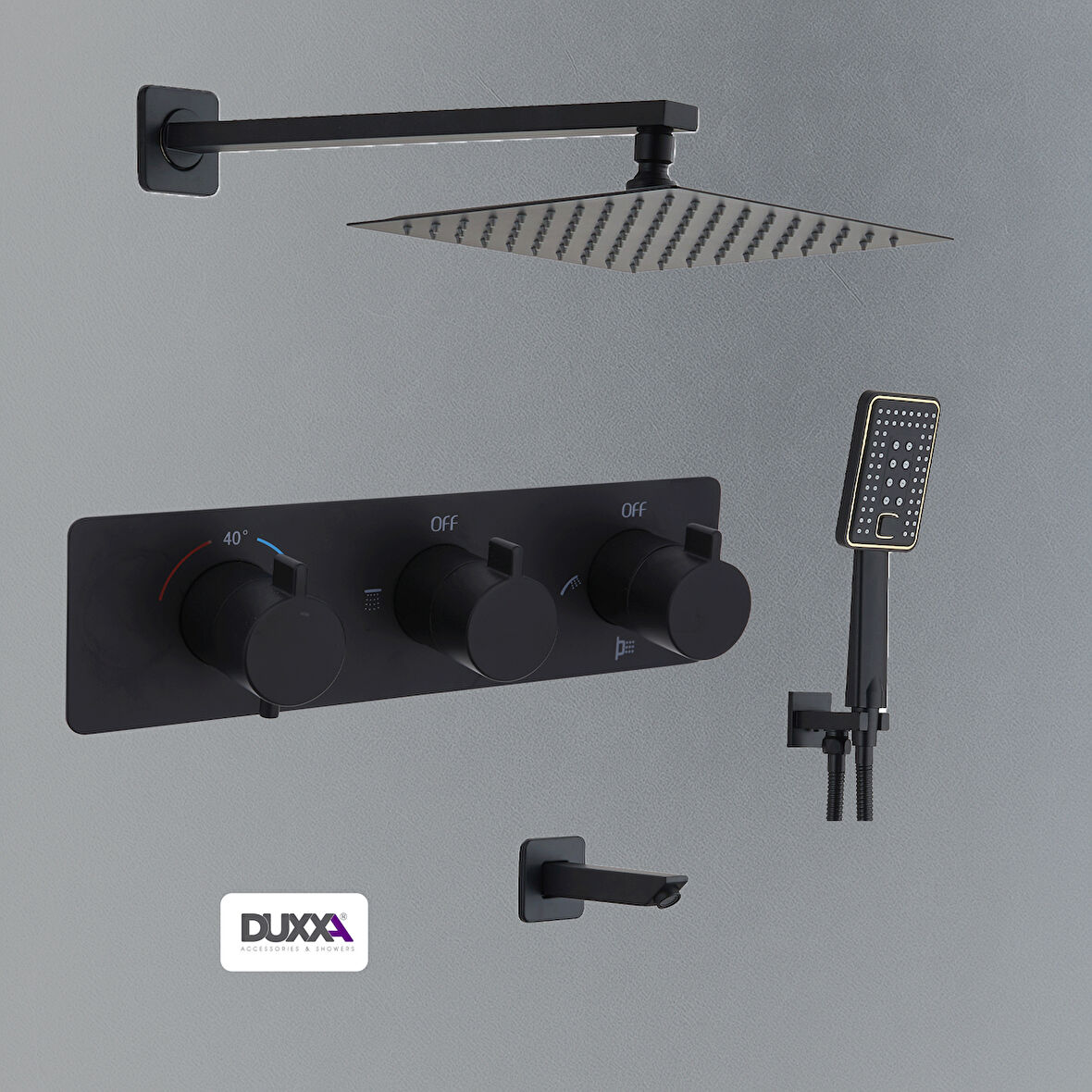 Duxxa Milano Termostatik Ankastre Duş Seti Mat Siyah D.056.MS