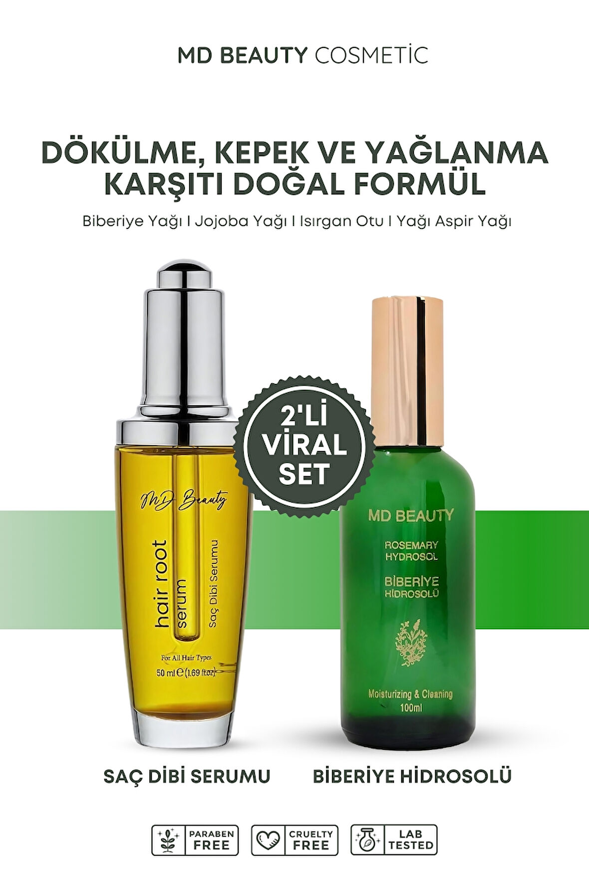 MD Beauty Biberiye Hidrosolü & Biberiye Saç Dibi Serumu Seti