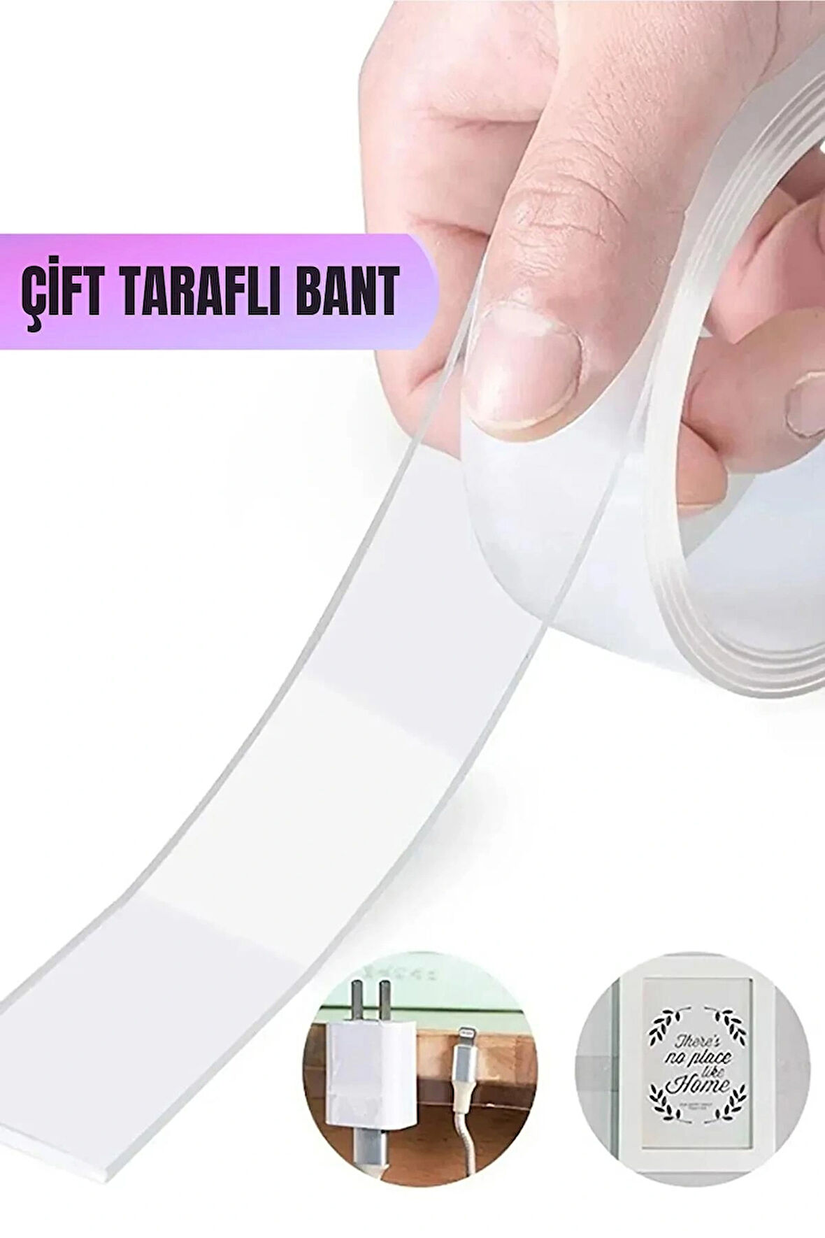 Süper Güçlü Çift Taraflı Bant - İz Bırakmaz, Şeffaf, Yapıştırıcı Montaj Bandı (Çok Amaçlı)