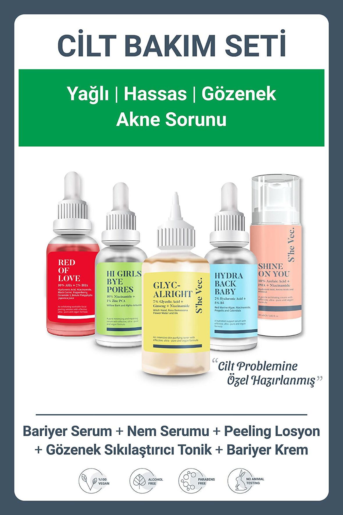 YAĞLI | HASSAS | GÖZENEK | AKNE SORUNU SET-118 