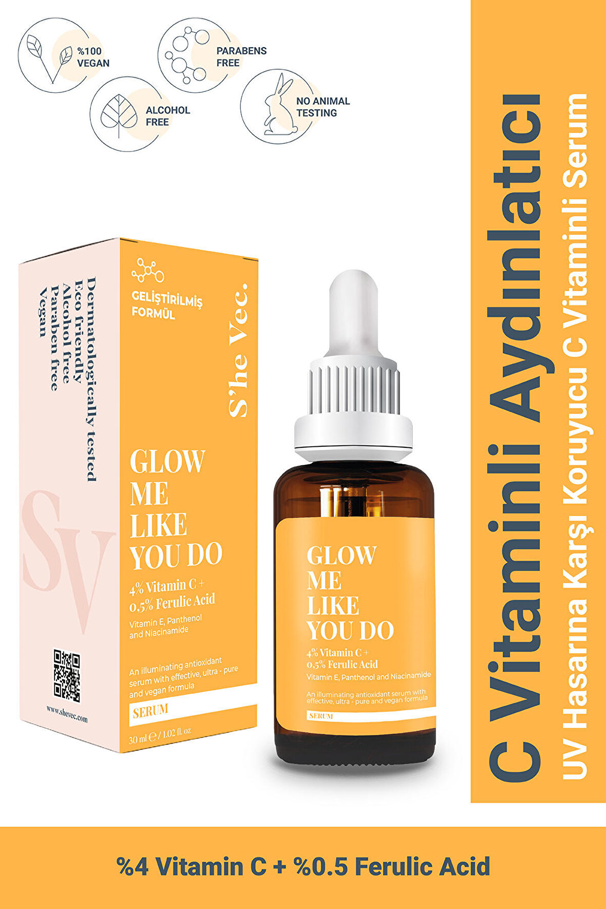 GLOW ME LIKE YOU DO - Aydınlatıcı ve Cilt Tonu Eşitleyici Leke Karşıtı C Vitamini Serum 30ml