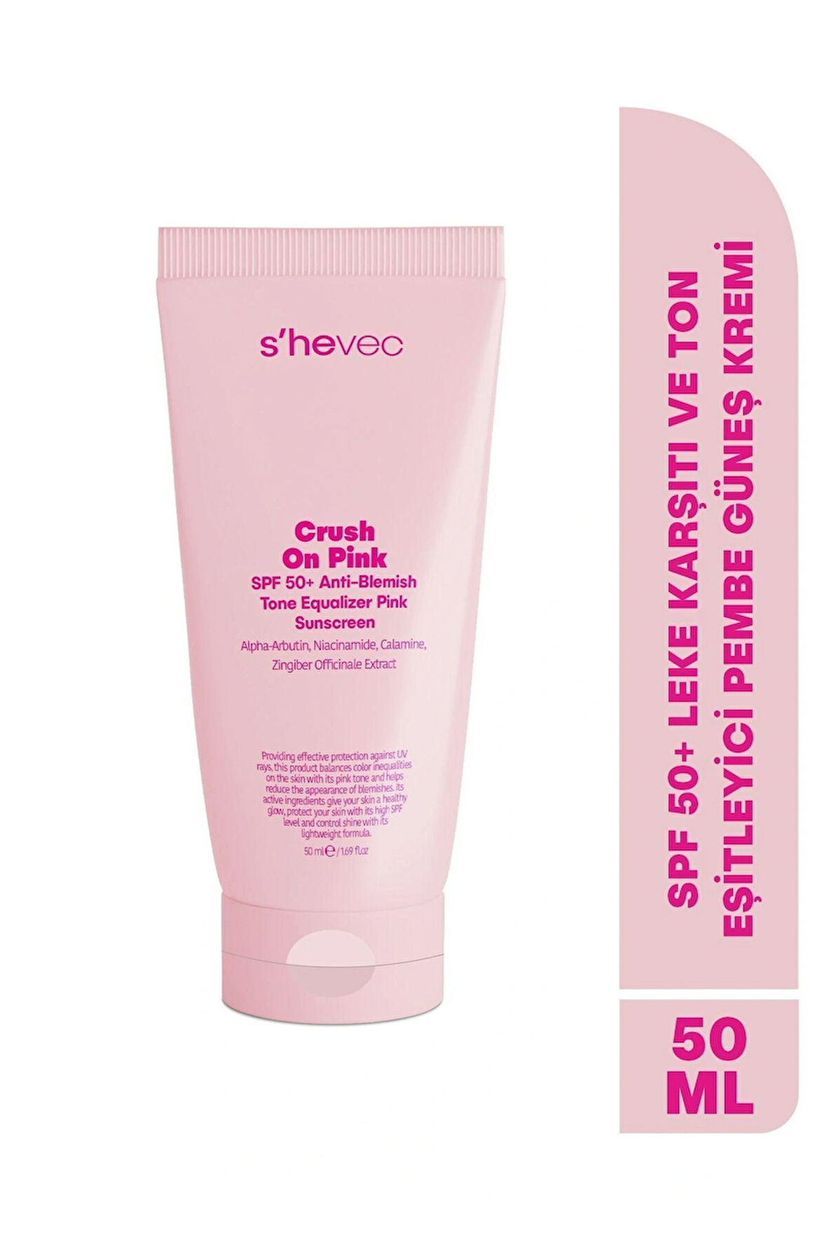 Crush On Pink - SPF 50+ Leke Karşıtı ve Ton Eşitleyici Pembe Güneş Kremi