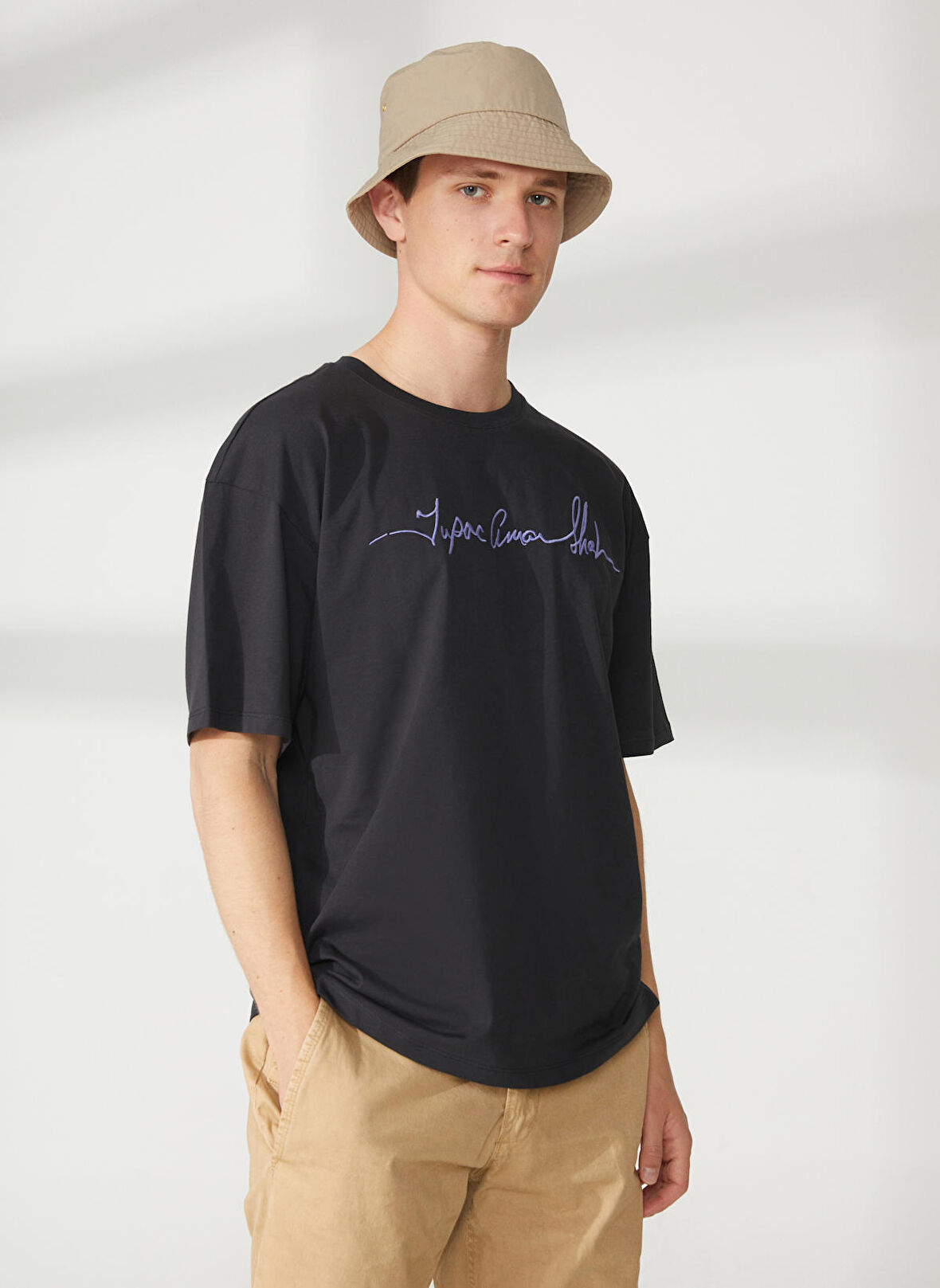 Never Say Never Tupac Baskılı Antrasit Erkek Oversized T-Shirt BYL3030