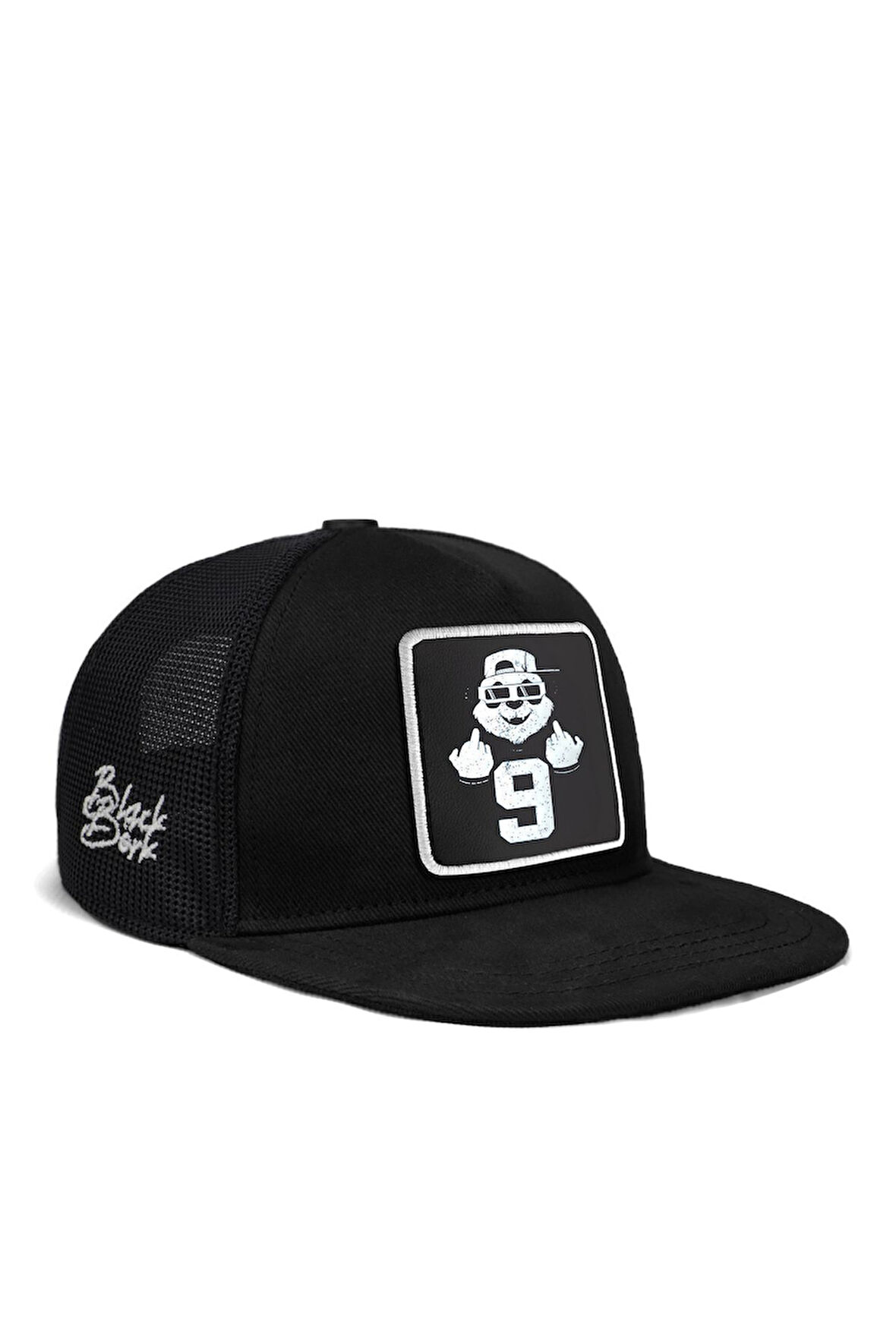  Hip Hop Kids Panda Logolu Siyah Çocuk Trucker Şapka