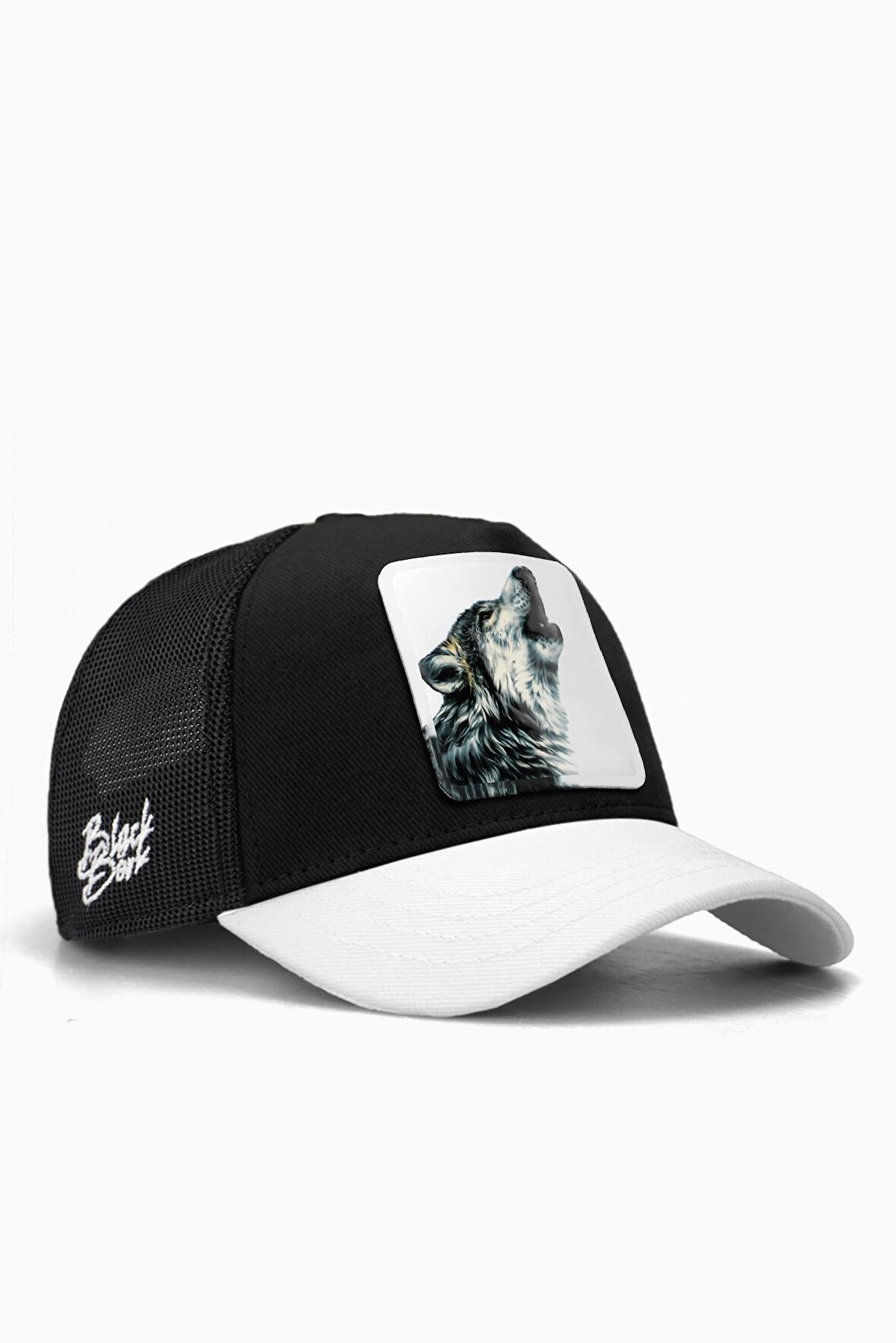BlackBörk V1 Trucker Hip Hop Kids Kurt - 12 Kod Logolu Unisex Beyaz Siperli - Siyah Çocuk Hip Hop Şapka (Cap)