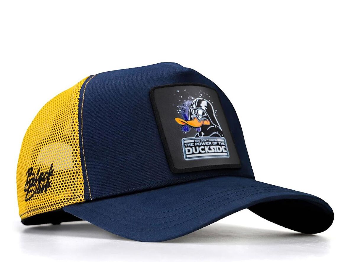 BlackBörk V1 Trucker Duckside - 1 Kod Logolu Unisex Lacivert-Sarı Şapka (Cap)