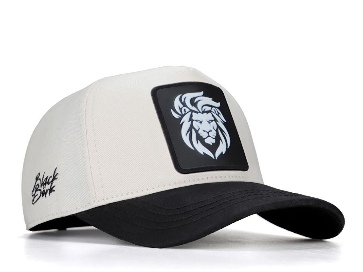 BlackBörk V1 Baseball Aslan - 9 Kod Logolu Unisex Bej-Siyah Siperli Şapka (Cap)